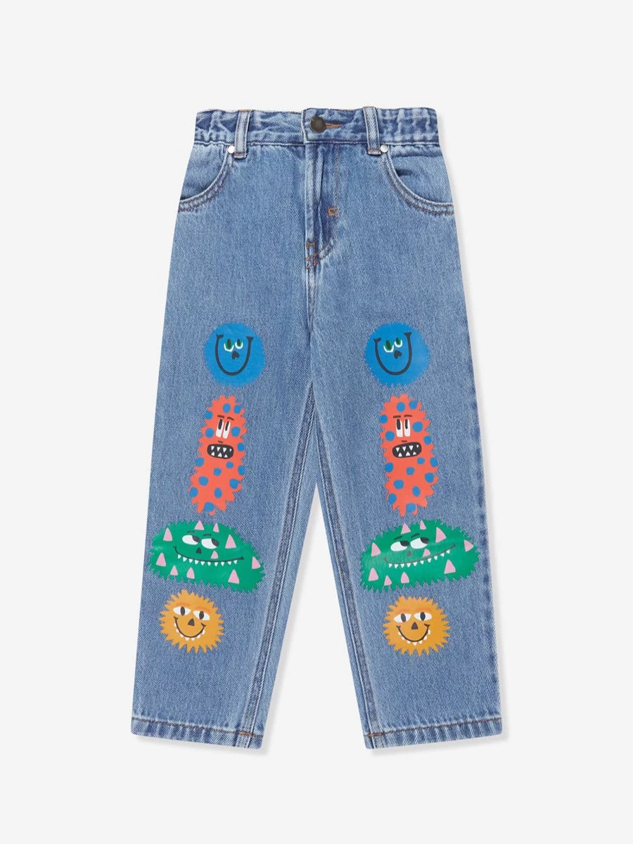 Stella McCartney Kids Boys Blue Monster Print Denim Jeans