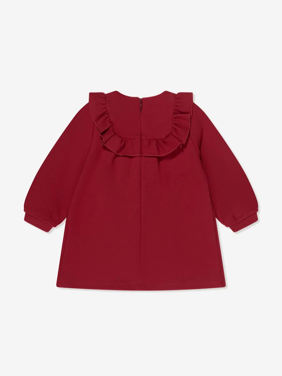 Chloé Baby Girls Red Ruffle Trim Dress - Elegant & Stylish Infant Dress