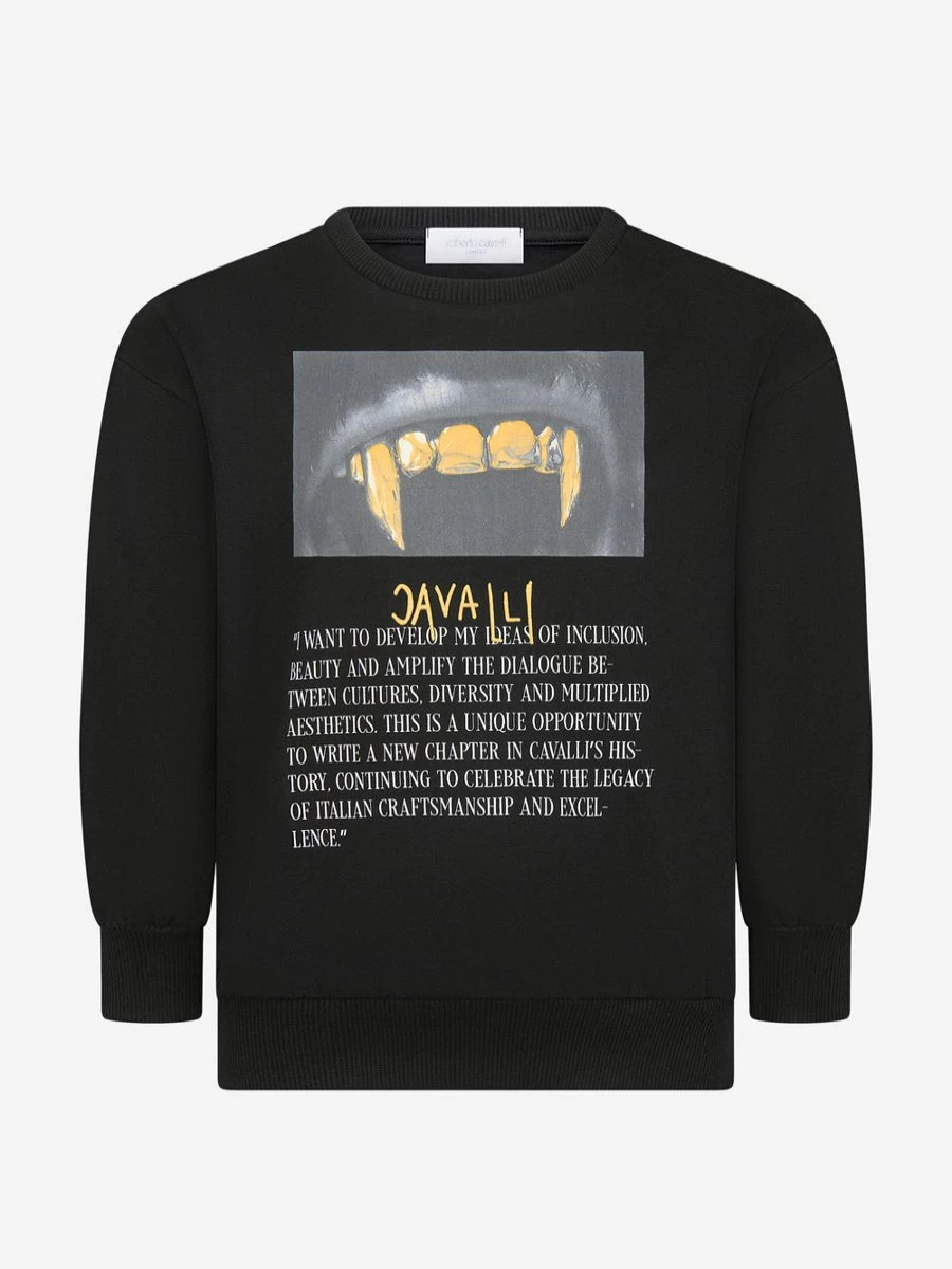 Roberto Cavalli Boys' Cotton Sweatshirt - Trendy Casual Top for Boys
