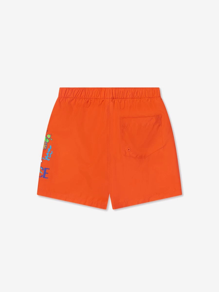 Versace Teen Boys Orange Crocodile Print Swim Shorts