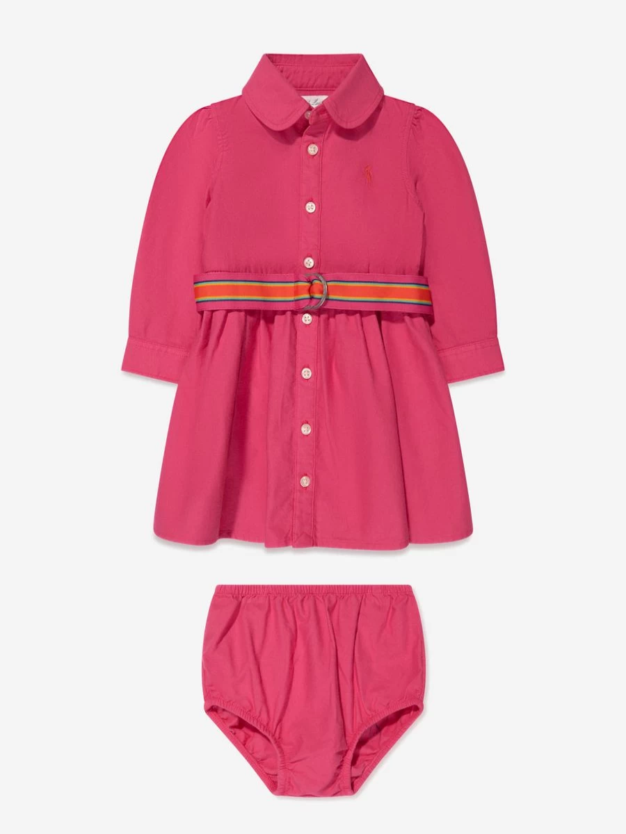 Ralph Lauren Kids Girls Louella Pink Shirt Dress for Toddlers and Children
