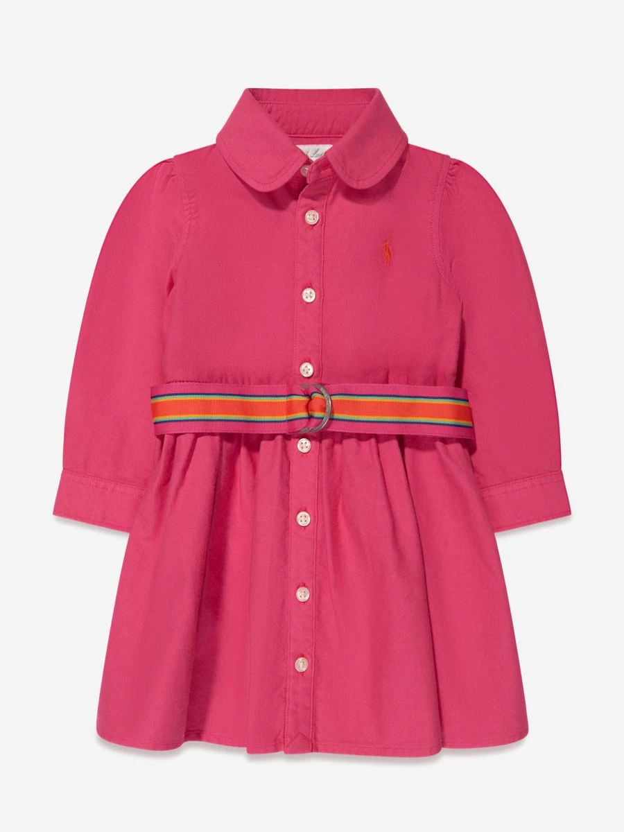 Ralph Lauren Kids Girls Louella Pink Shirt Dress for Toddlers and Children