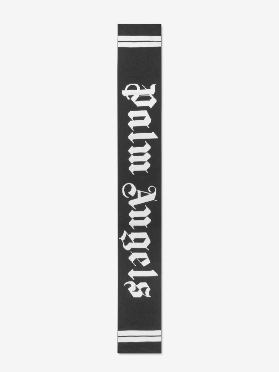 Palm Angels Boys Black Logo Knit Scarf