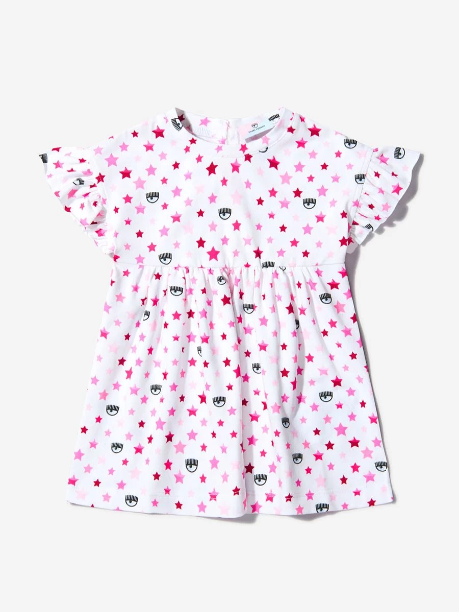 Chiara Ferragni Girls Cotton Printed Dress - Colorful Multi Print Baby Dress