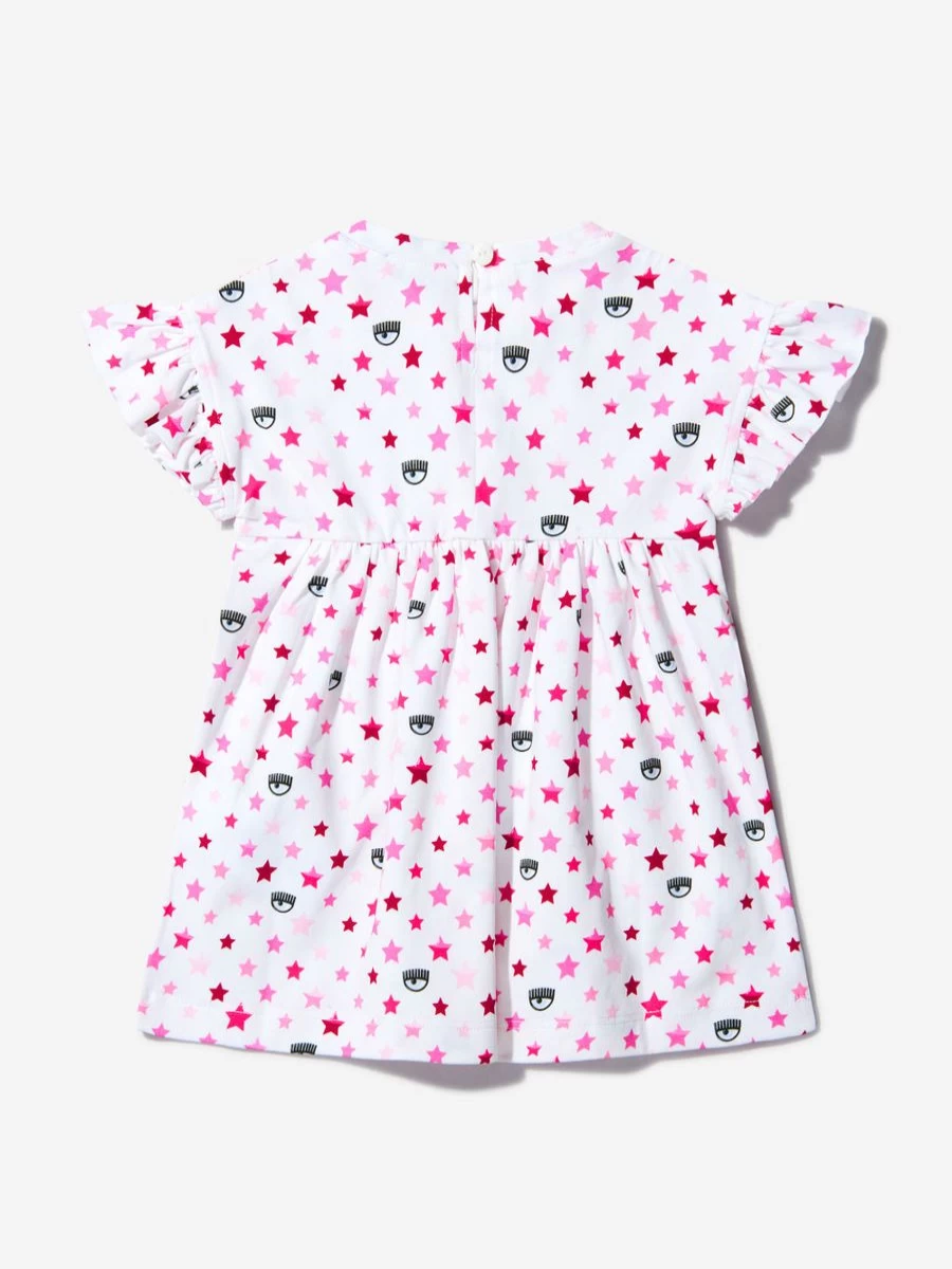 Chiara Ferragni Girls Cotton Printed Dress - Colorful Multi Print Baby Dress