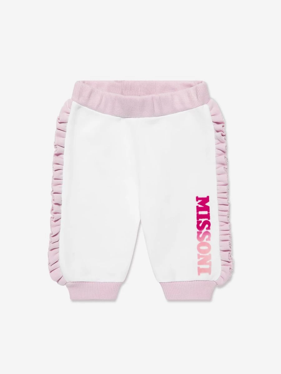 Missoni Baby Girls White Logo Joggers - Comfortable & Stylish Trousers for Infants
