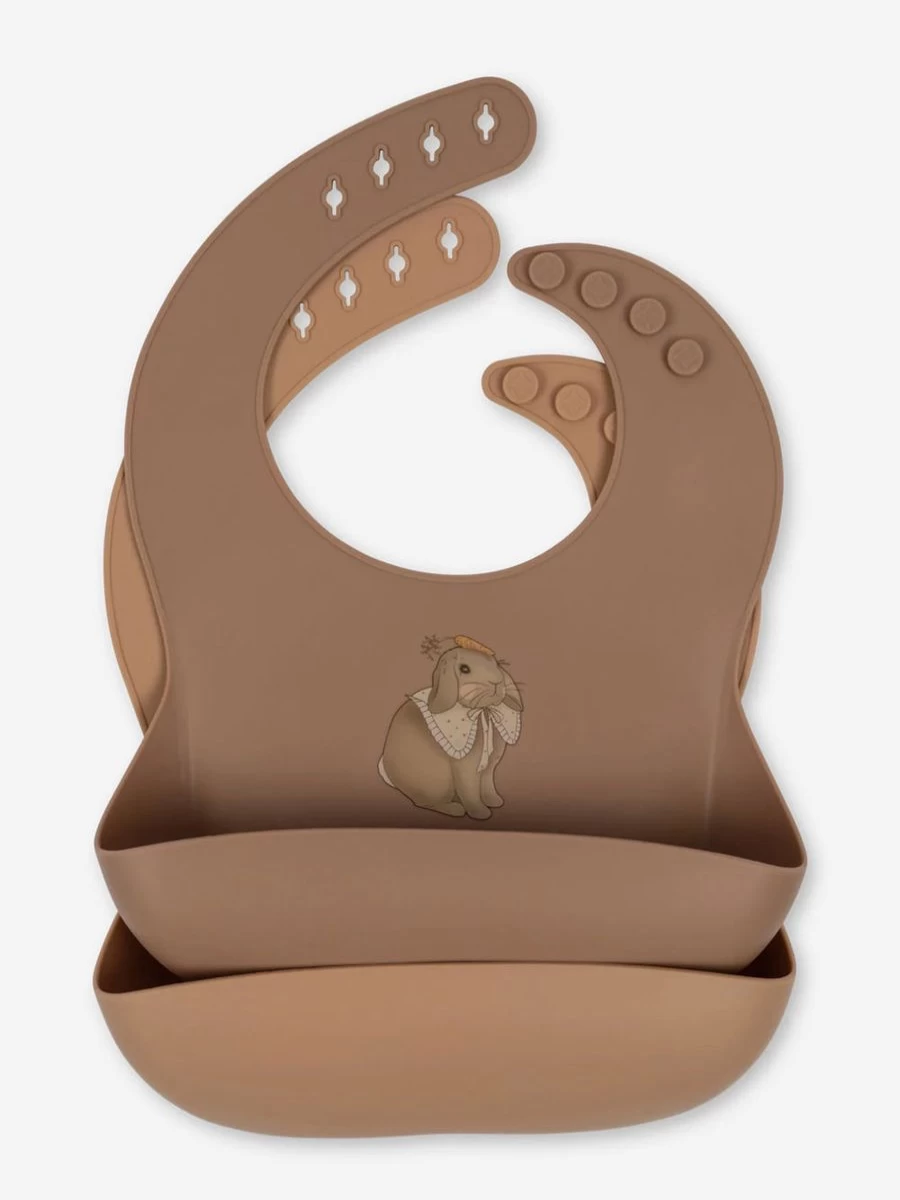 Konges Slojd Baby 2 Pack Silicone Bib Set - Soft, Durable, Multicolor Feeding Bibs for Infants