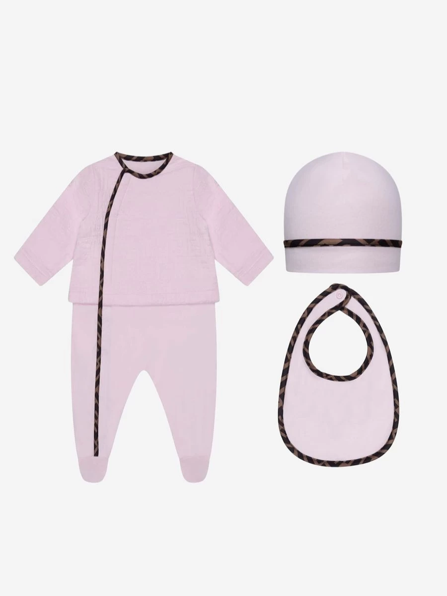 Fendi Kids Baby Girls 3-Piece Cotton Gift Set | Babygrow Romper & Outfit