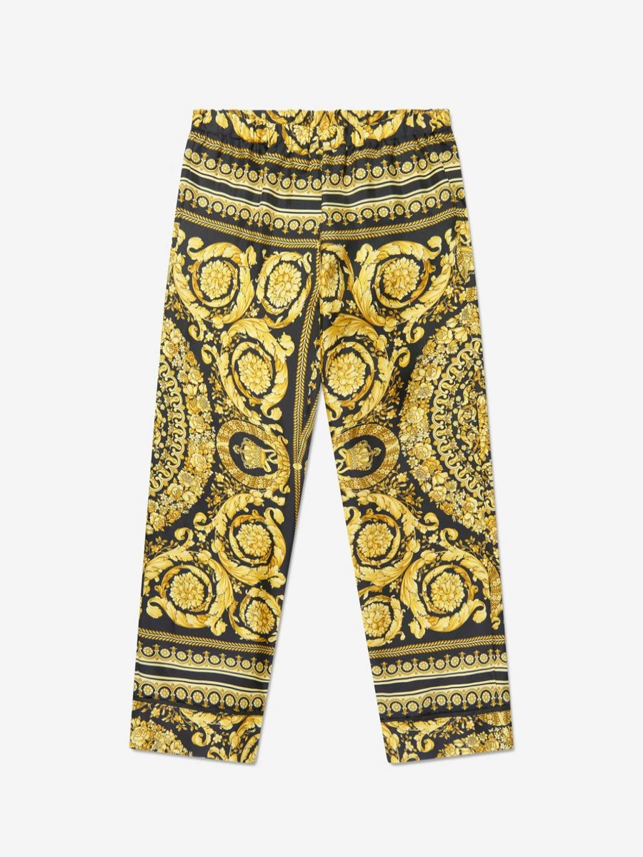 Versace Girls Silk Barocco Print Trousers Luxury High-Fashion Pants