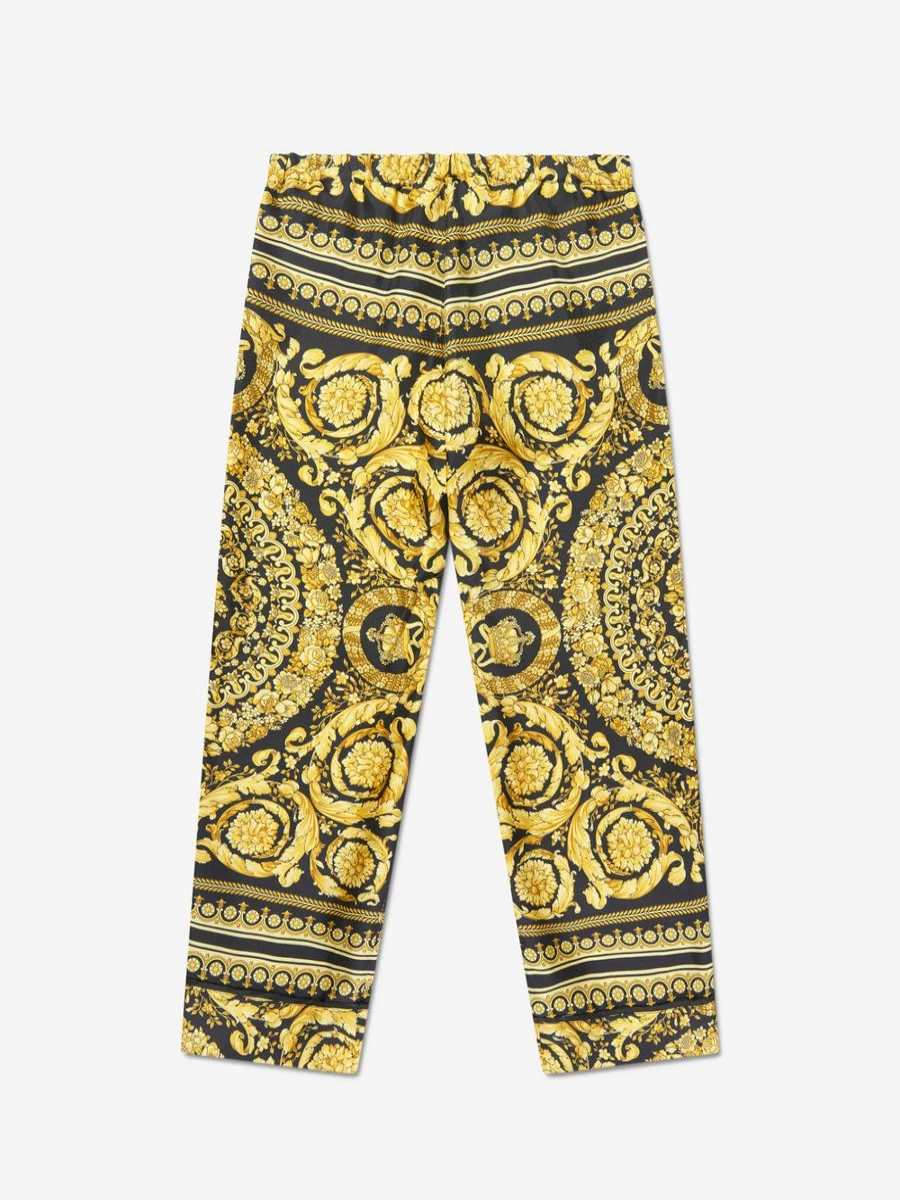 Versace Girls Silk Barocco Print Trousers Luxury High-Fashion Pants