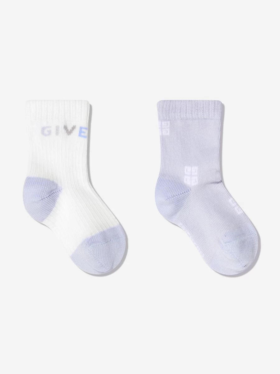 Givenchy Baby Boys' 2-Pack Blue Socks Gift Set - Premium Cotton Dress Socks for Infants & Toddlers