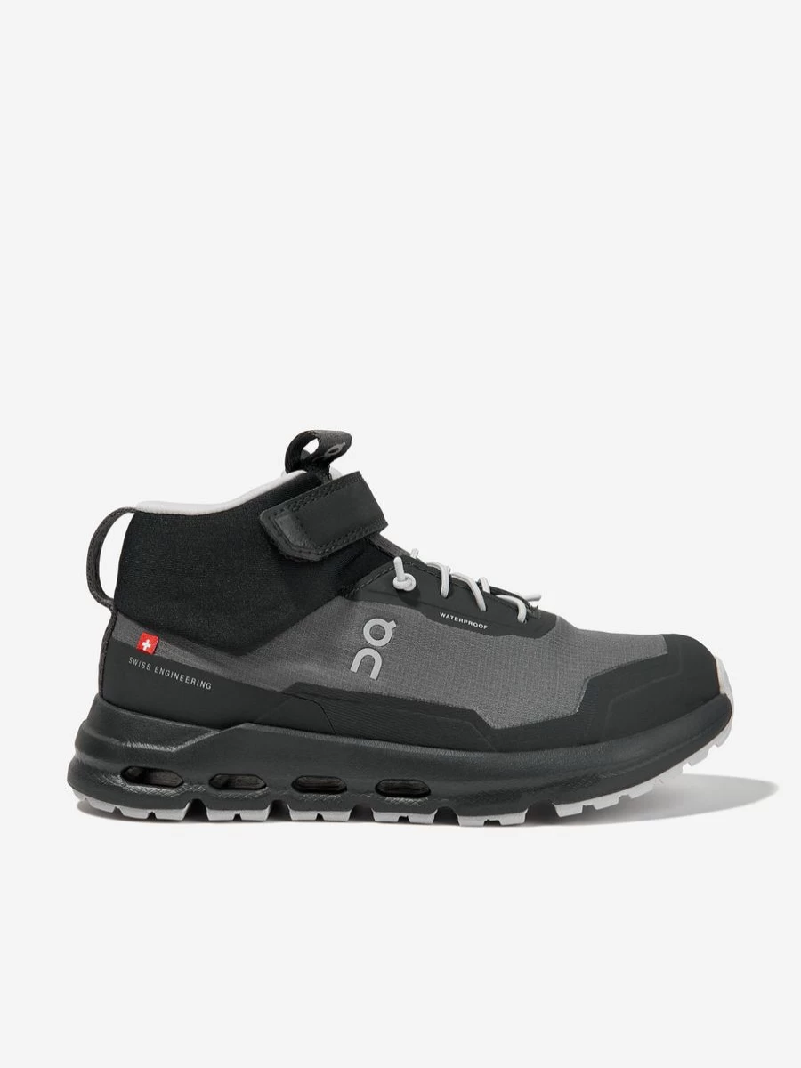 On Running Boys Cloudhero Mid Waterproof Grey Kids Trail Running Shoes