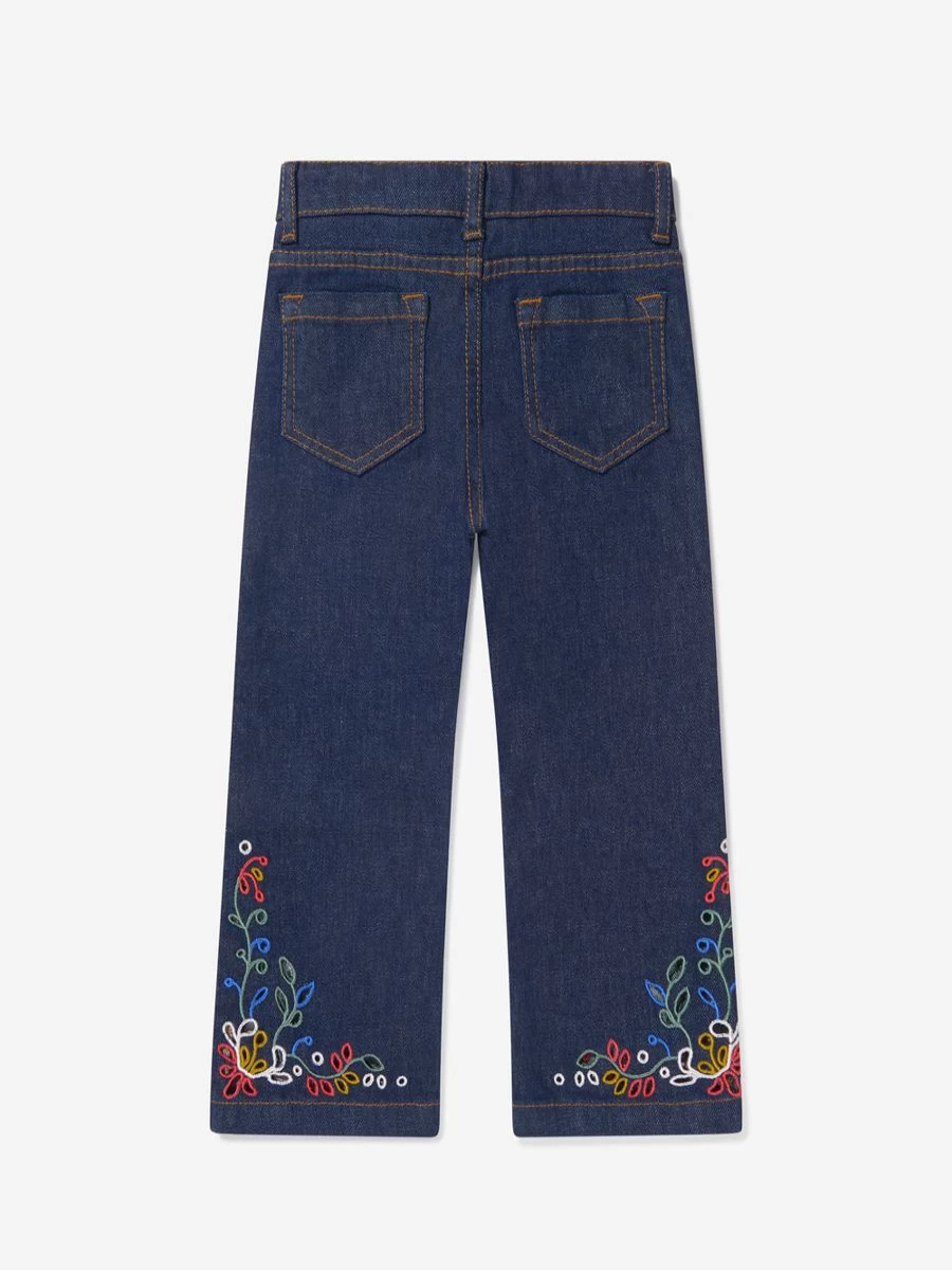 Chloé Girls' Embroidered Denim Trousers | Stylish Kids Jeans for Girls