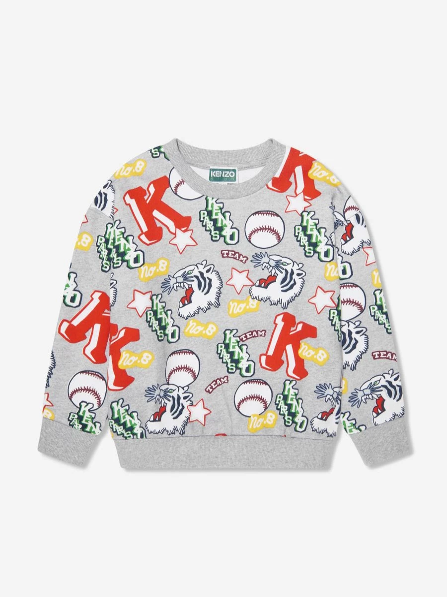 KENZO KIDS Boys Grey Club Sweatshirt | Casual Pullover Hoodie