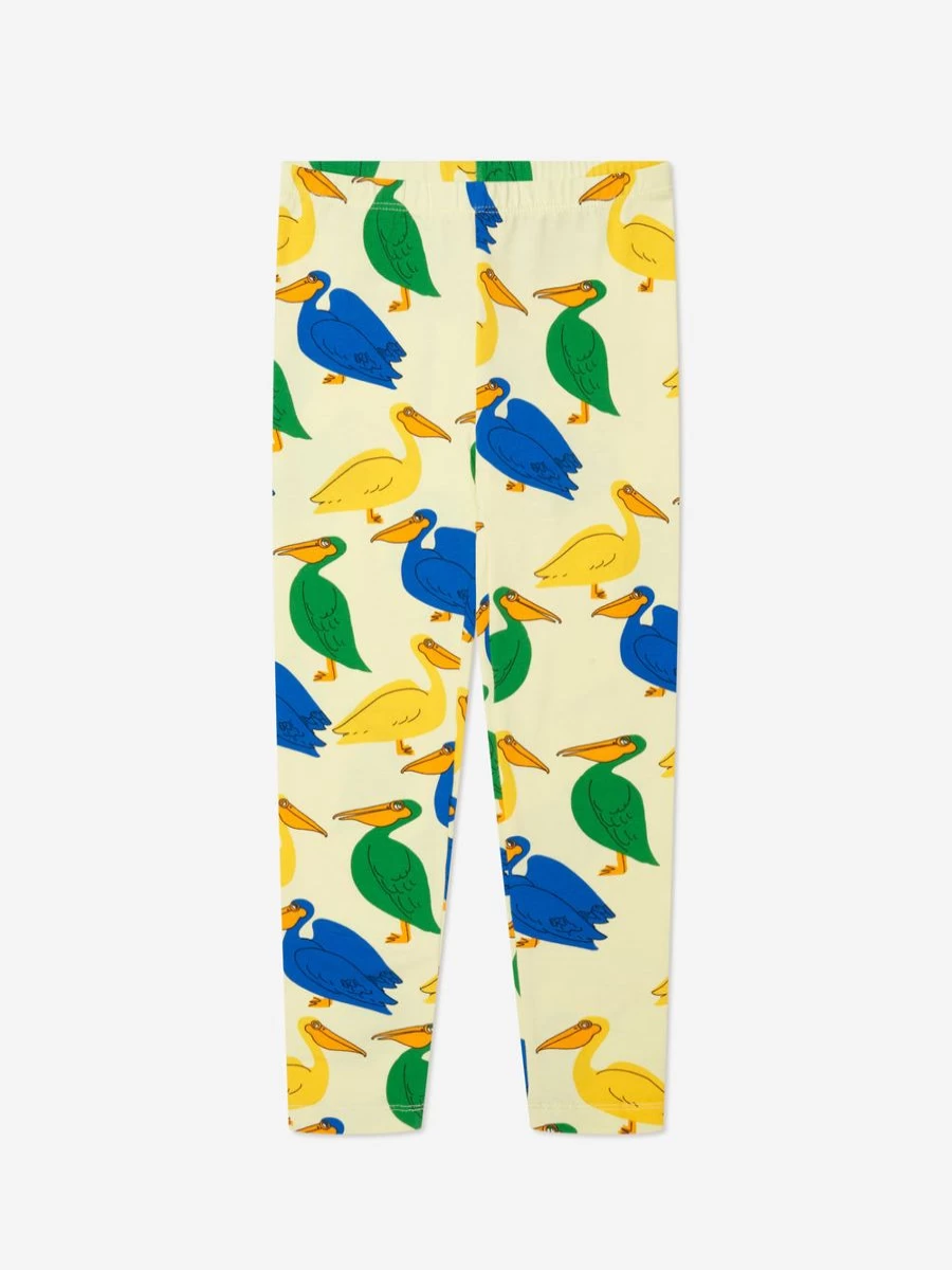 Mini Rodini Girls' Yellow Pelican Print Leggings for Kids