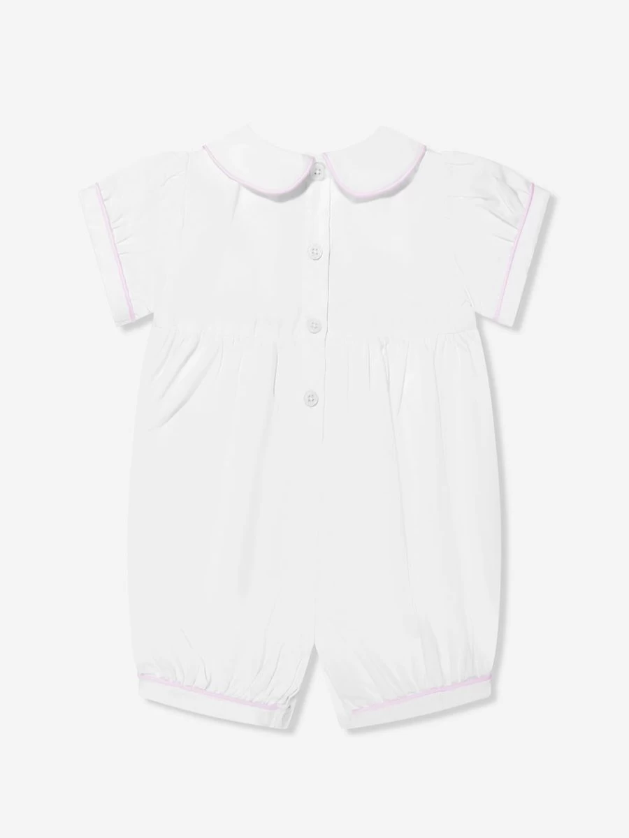 Rachel Riley Ivory Embroidered Princess Crown Romper for Baby Girls