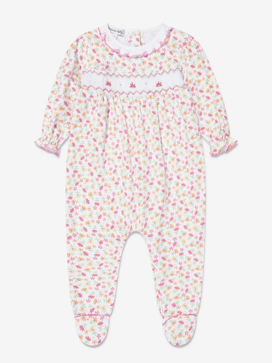 Magnolia Baby Pink Smocked Babygrow for Infant Girls