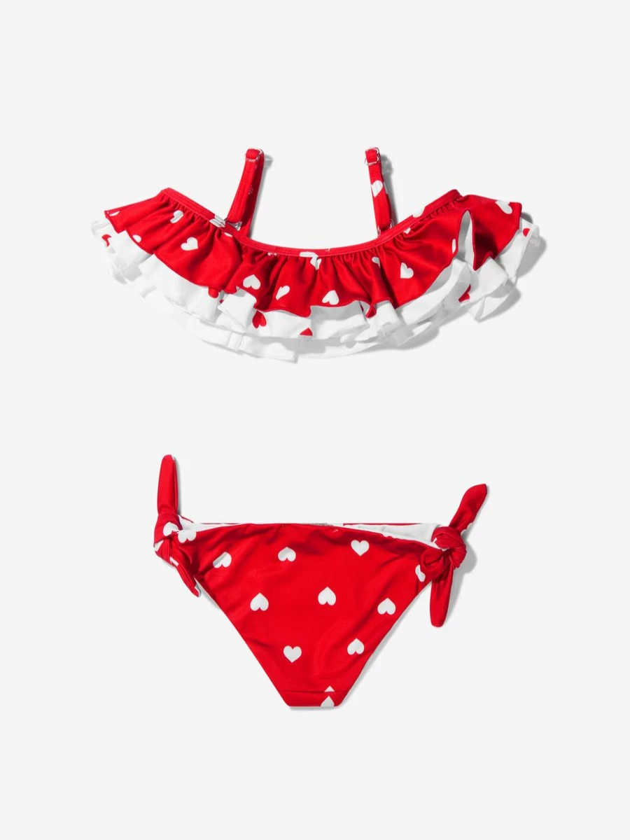 Monnalisa Teen Retro Bikini with Heart Print for Girls - Vintage Style Swimwear