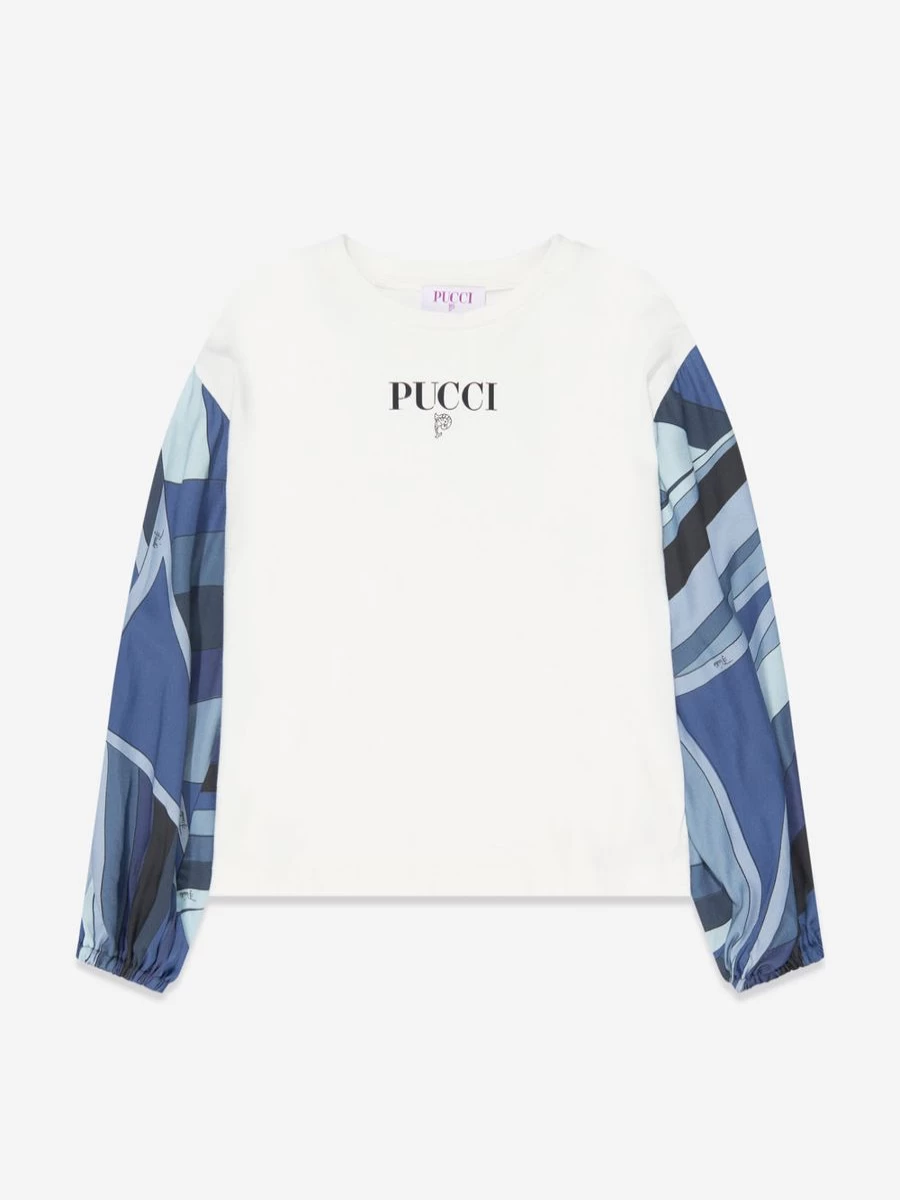Emilio Pucci Teen Girls Ivory Long Sleeve T-Shirt