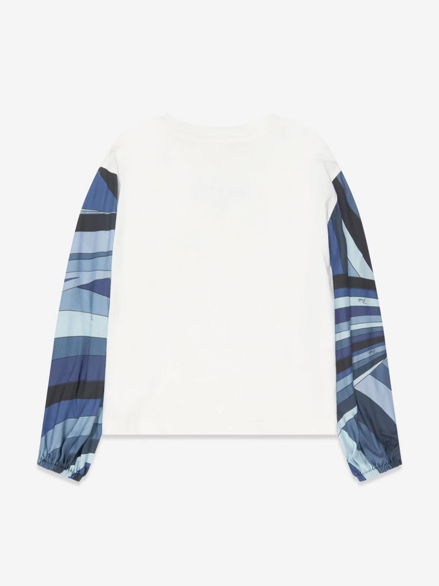 Emilio Pucci Teen Girls Ivory Long Sleeve T-Shirt