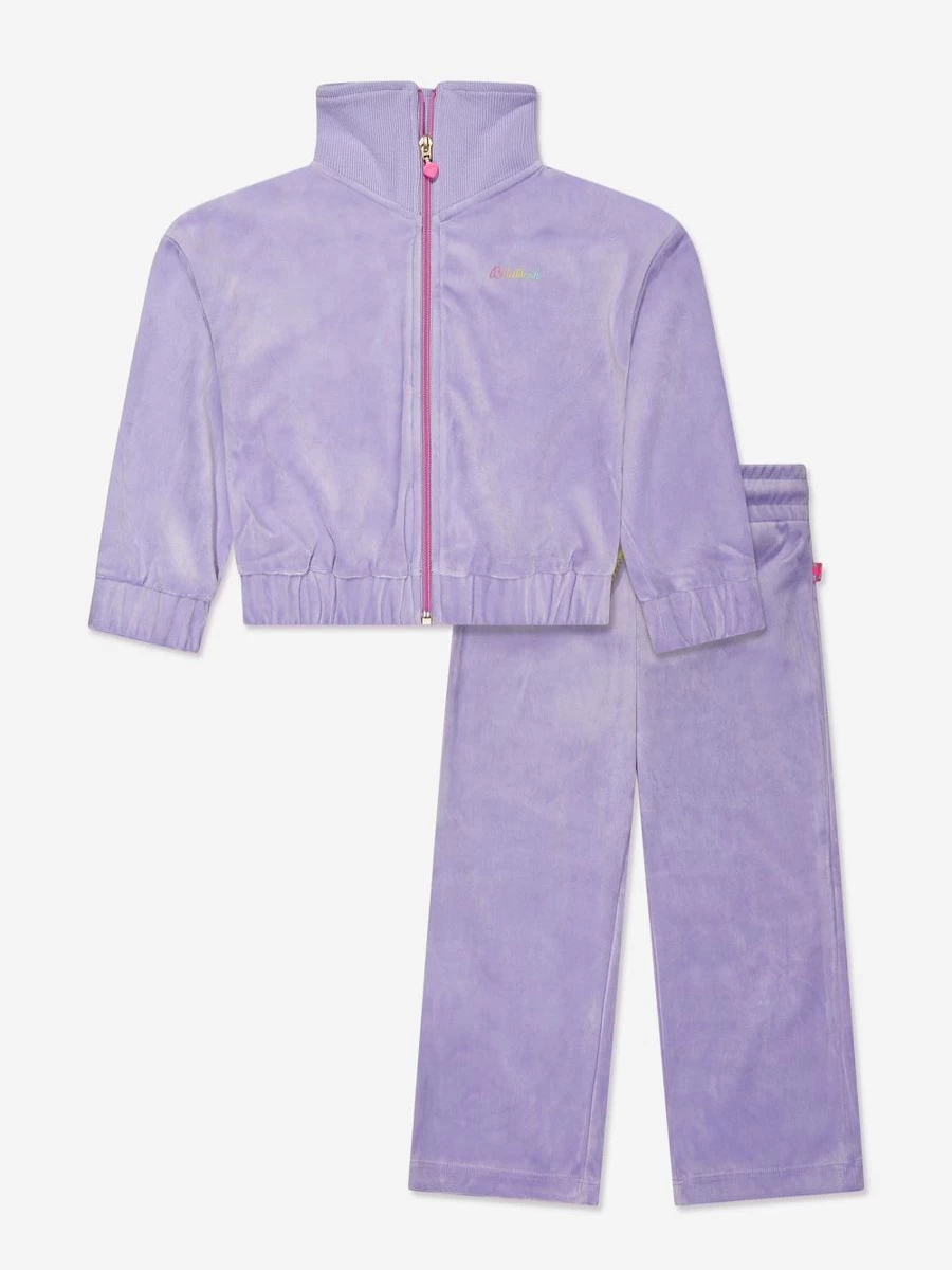 "Billieblush Teen Girls Purple Velour Tracksuit - Soft & Stylish Outfit"
