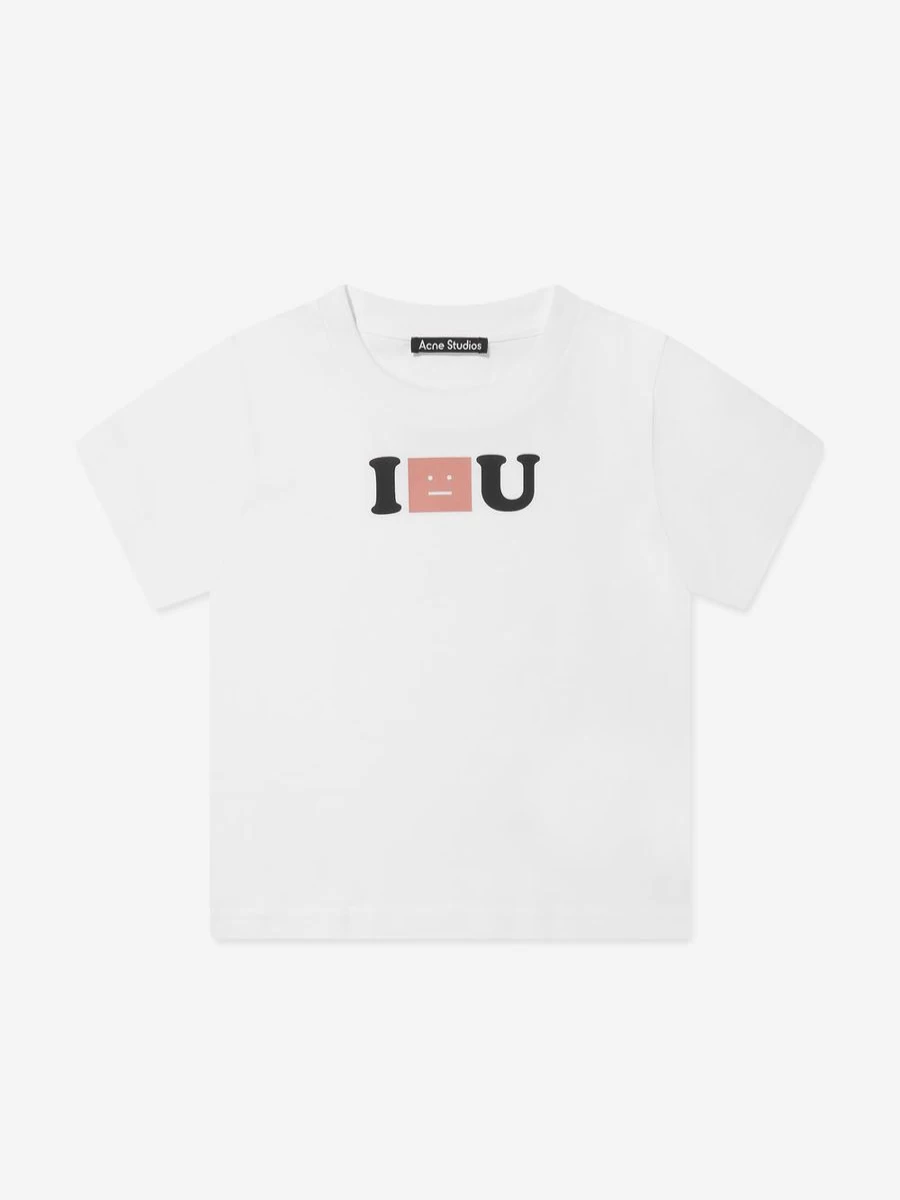 Acne Studios Boys White Kids Love Face Graphic T-Shirt