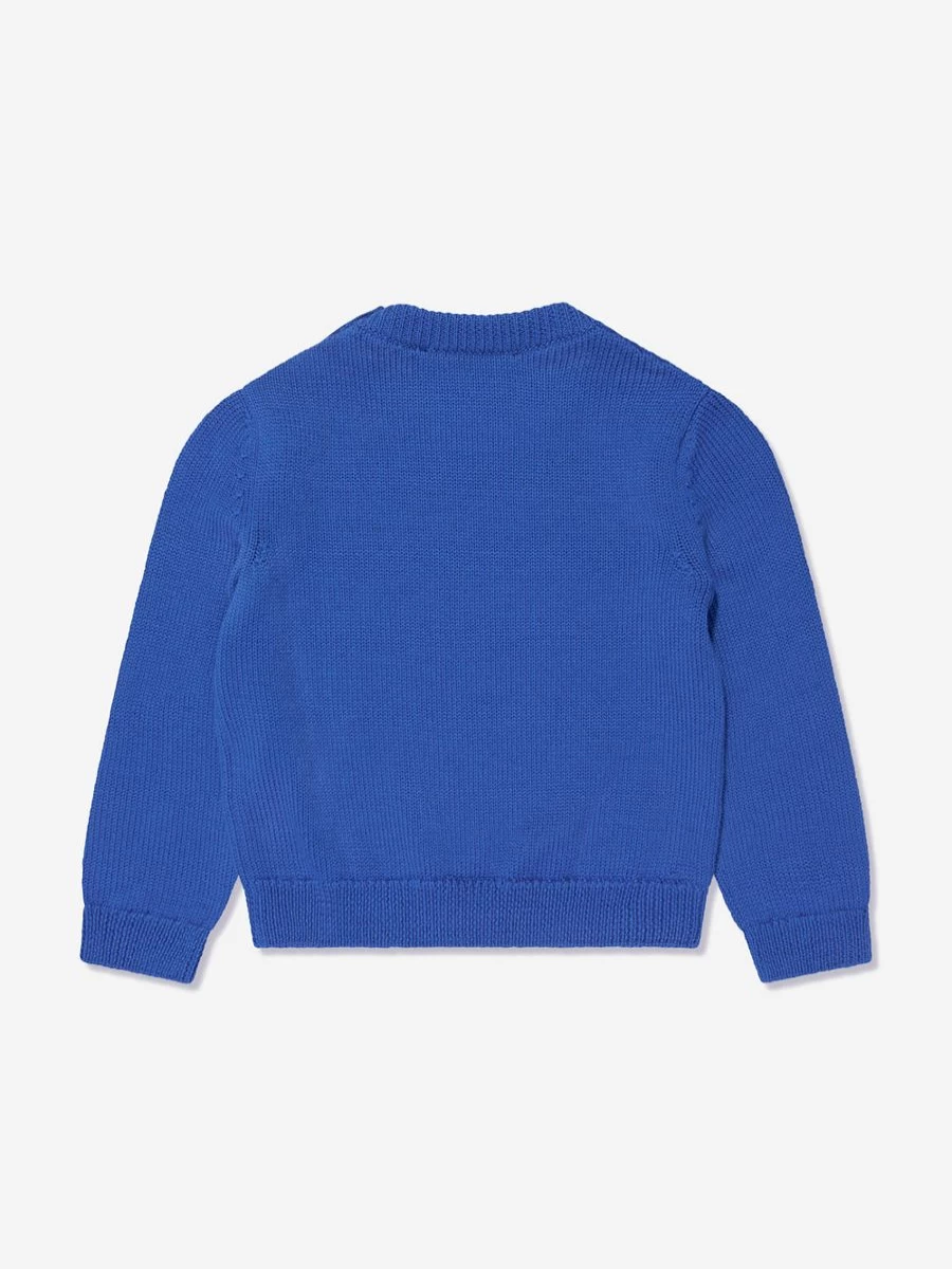 Versace Baby Boys Blue Logo Jumper - Premium Cotton Knit Sweater for Infants