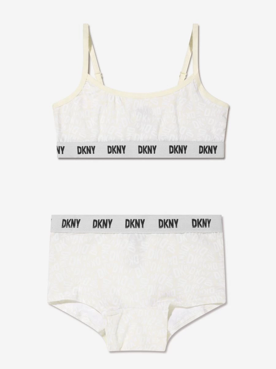 DKNY Girls Ivory Training Bra and Knickers Set for Teens - Comfortable Cotton Underwear