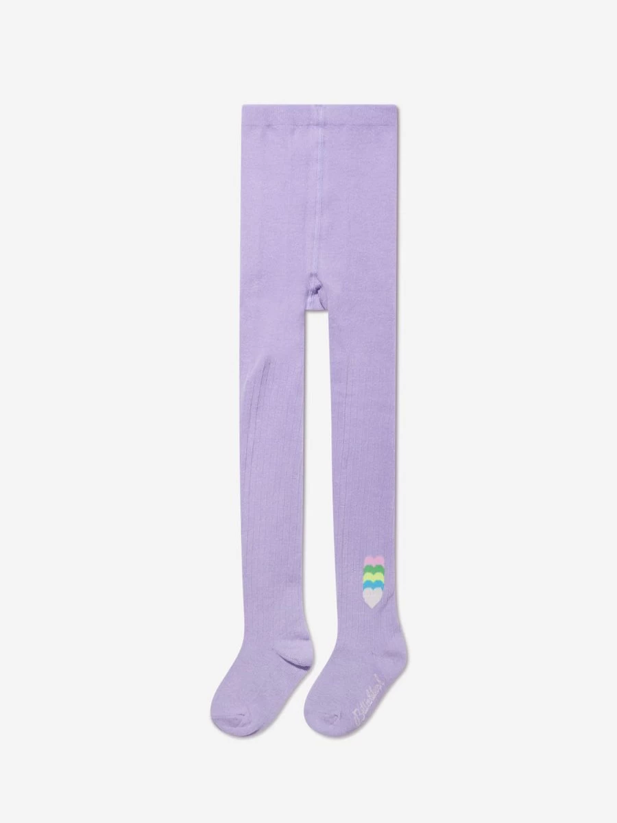 Billieblush Girls Lilac Jacquard Heart Print Tights - Stylish & Comfortable
