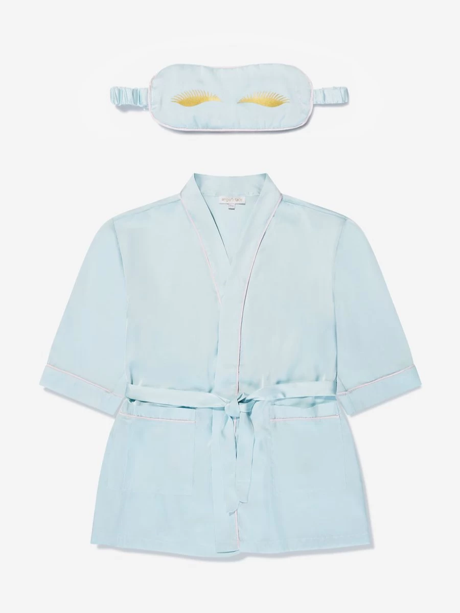 "Angels Face Teen Girls Satin Dressing Gown with Sleep Eye Mask Set"