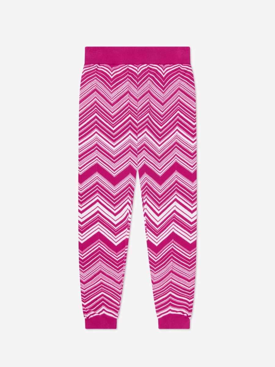 Missoni Teen Girls Pink Zigzag Knit Leggings - Trendy Striped Pattern Stretchy Comfort Fit