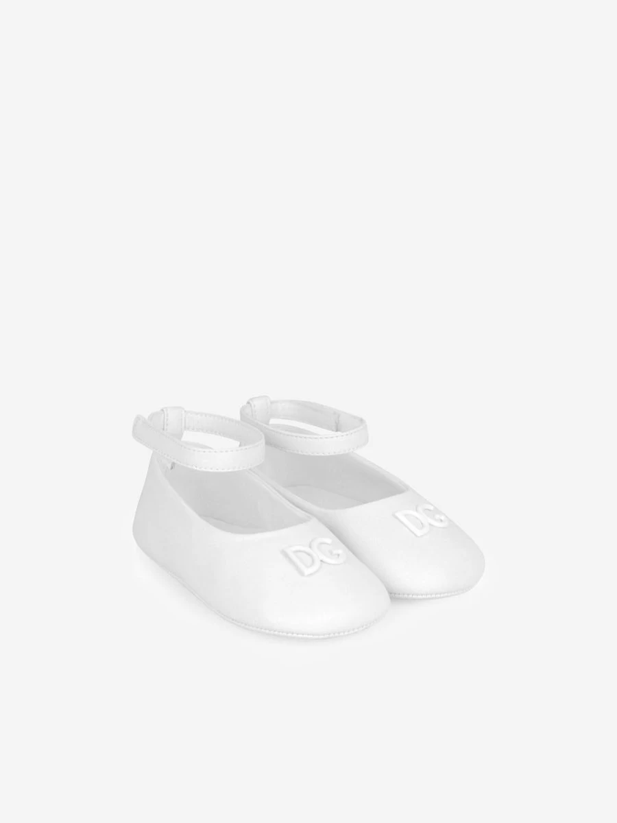 Dolce & Gabbana Kids Baby Girls Leather Ballet Flats | Soft Sole Toddler Shoes