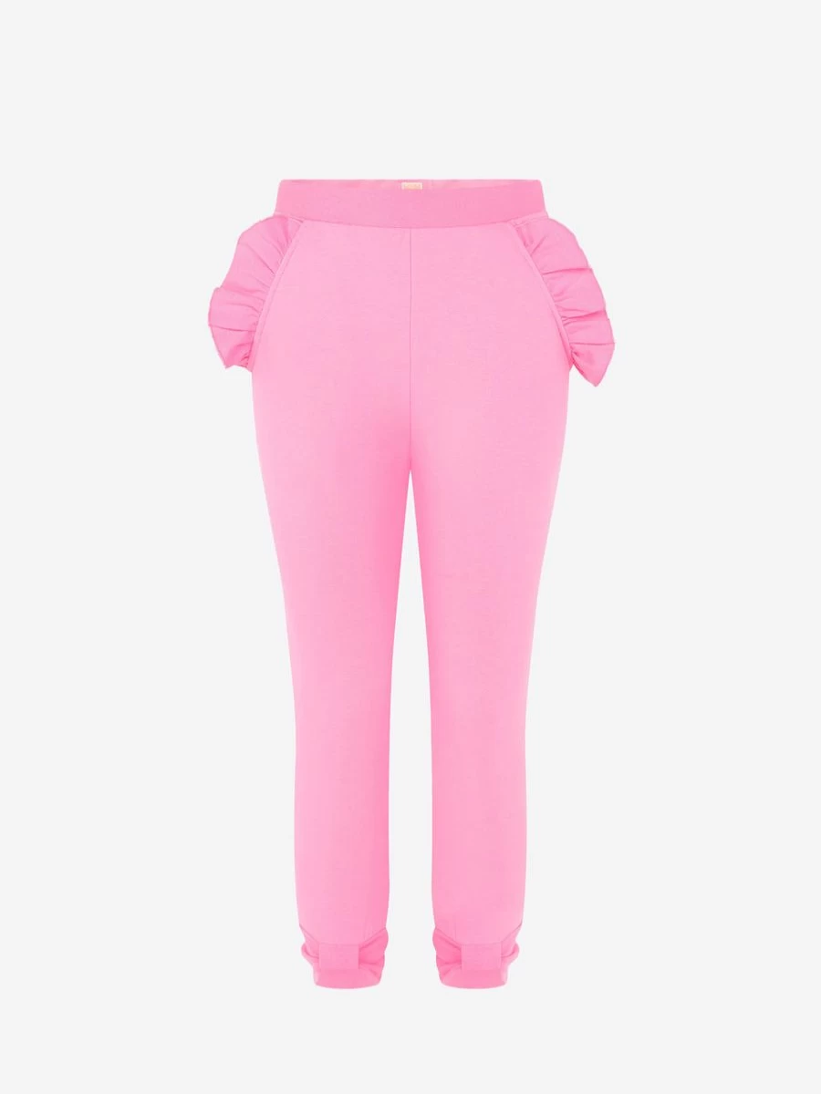 "Wauw Capow Girls' Cotton Joggers with Frilly Trim - Stylish & Comfortable Kids' Pants by Childsplay Clothing"