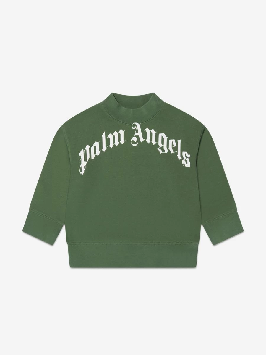 Palm Angels Boys Green Classic Curved Logo Sweatshirt