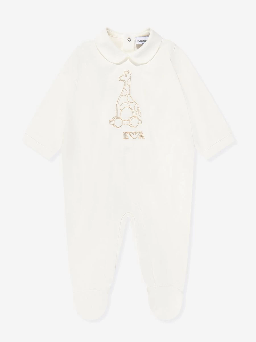 Emporio Armani Baby Ivory Cotton Babygrow - Soft Newborn Romper for Infants