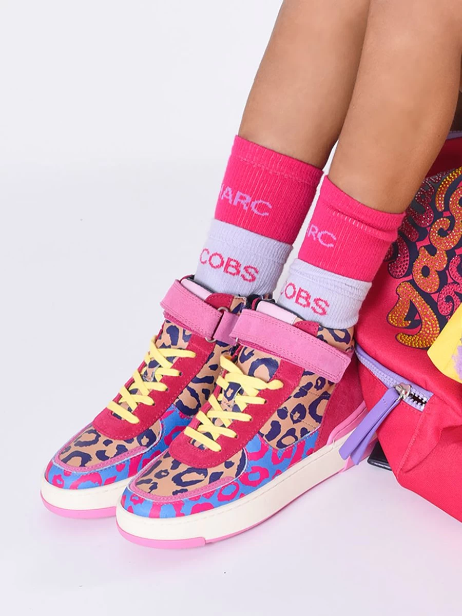 MARC JACOBS Girls' Multicolour Cheetah Print Leather Sneakers