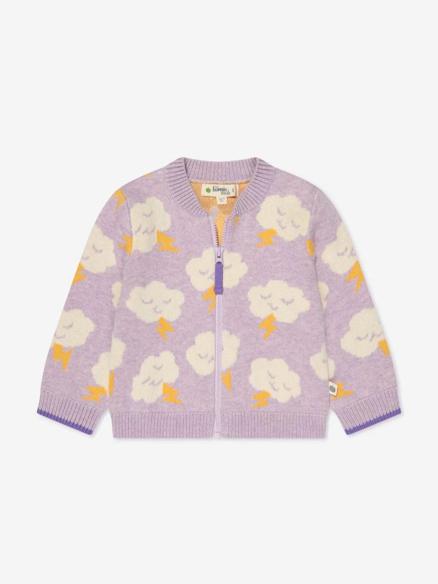The Bonnie Mob Girls Purple Cloud Cardigan - Soft & Stylish Knitwear for Kids