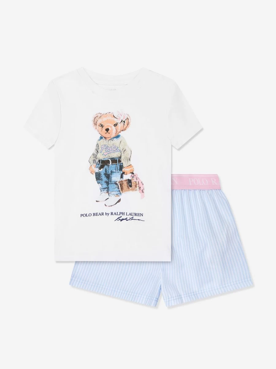 Ralph Lauren Kids Girls Cotton T-Shirt & Shorts Pajama Set - Comfortable Sleepwear