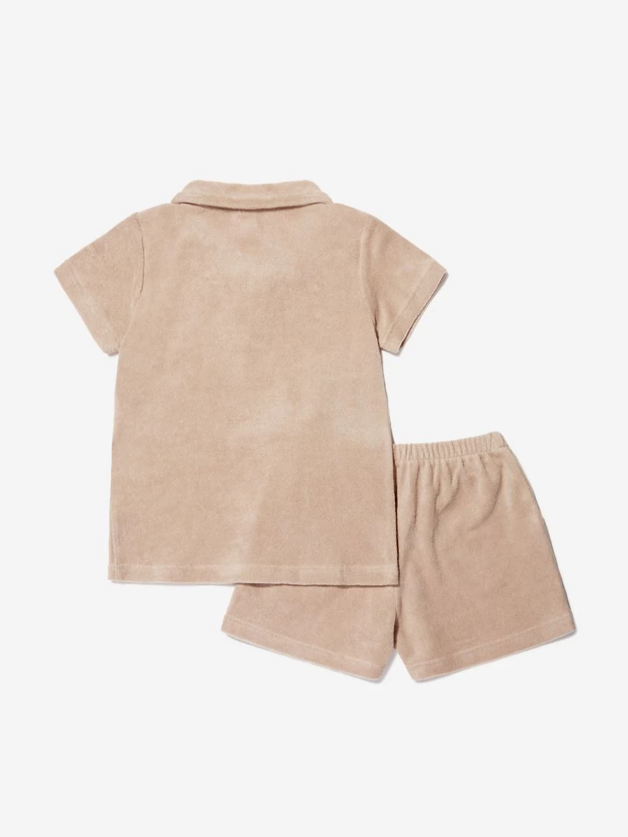 Amiki Boys' Thomas Short Pyjama Set - Comfortable Beige Cotton Pajamas for Kids