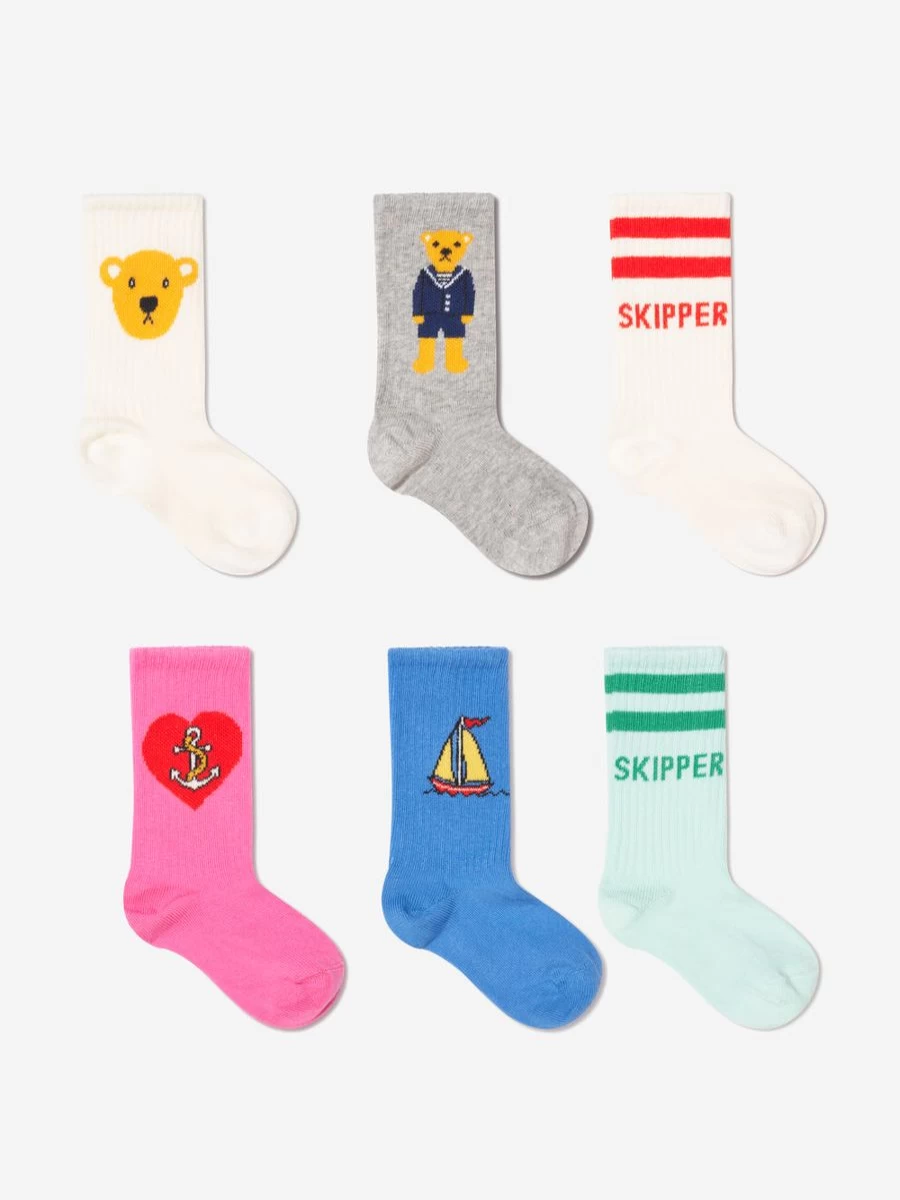 Mini Rodini Girls' Colorful Skipper Socks - 6 Pack Multicolored Kids' Socks