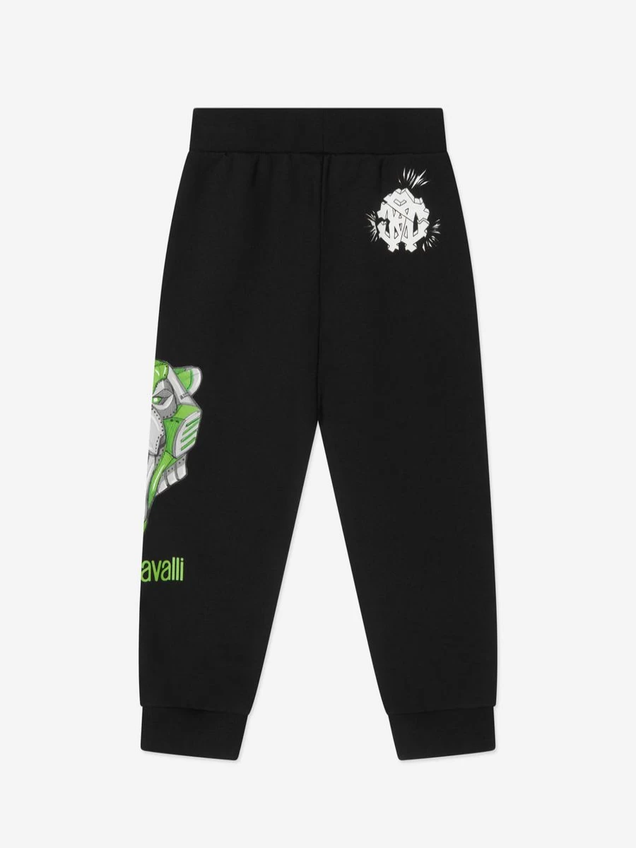 Roberto Cavalli Boys Black Tiger Print Joggers Pants
