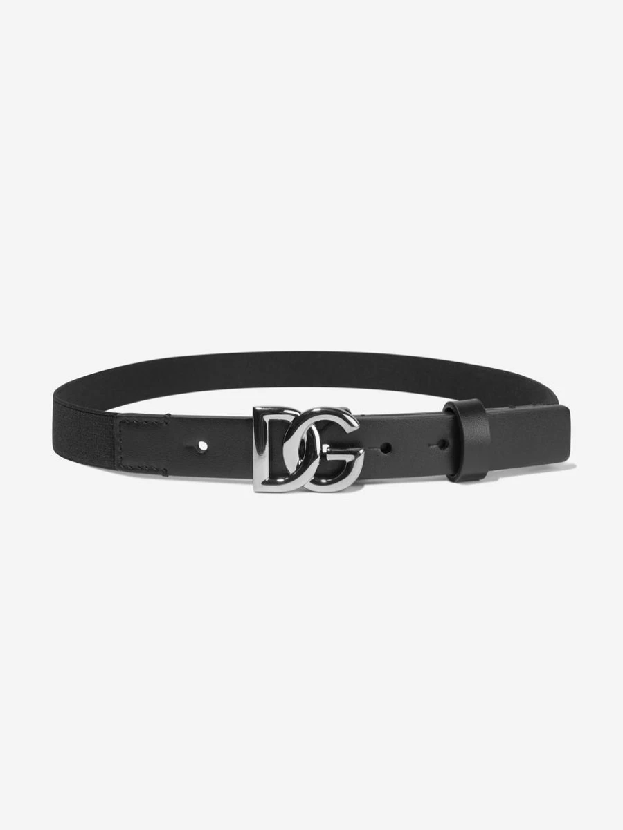 Dolce & Gabbana Kids Teen Boys Black Leather Logo Belt | Stylish Designer Accessory