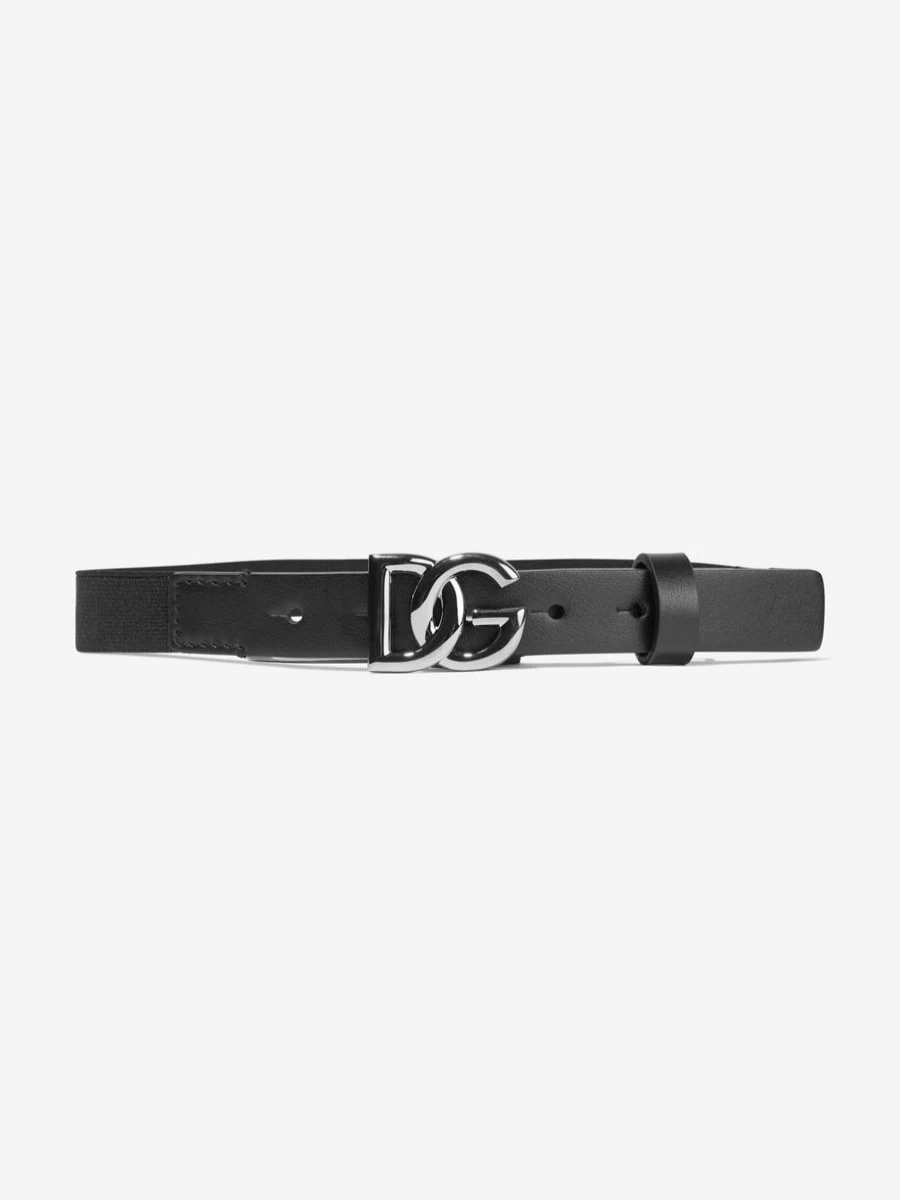 Dolce & Gabbana Kids Teen Boys Black Leather Logo Belt | Stylish Designer Accessory