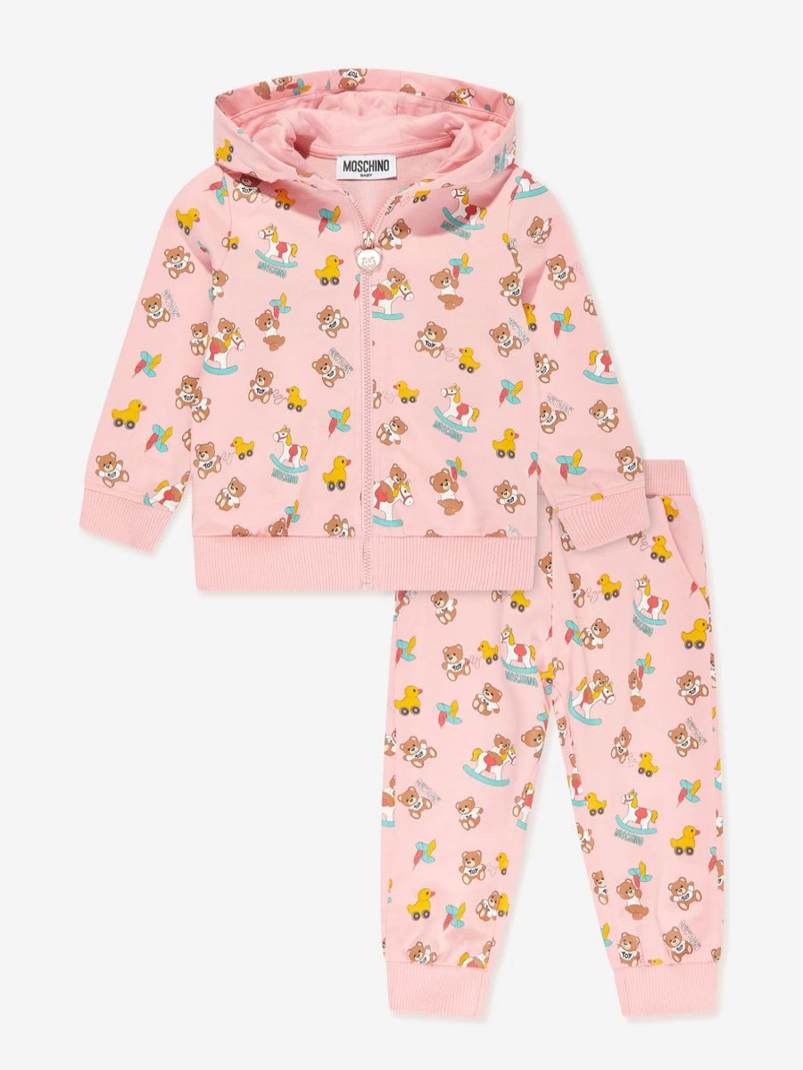 Moschino Kids Baby Girls Pink Teddy Bear Tracksuit - Soft & Cozy Outfit