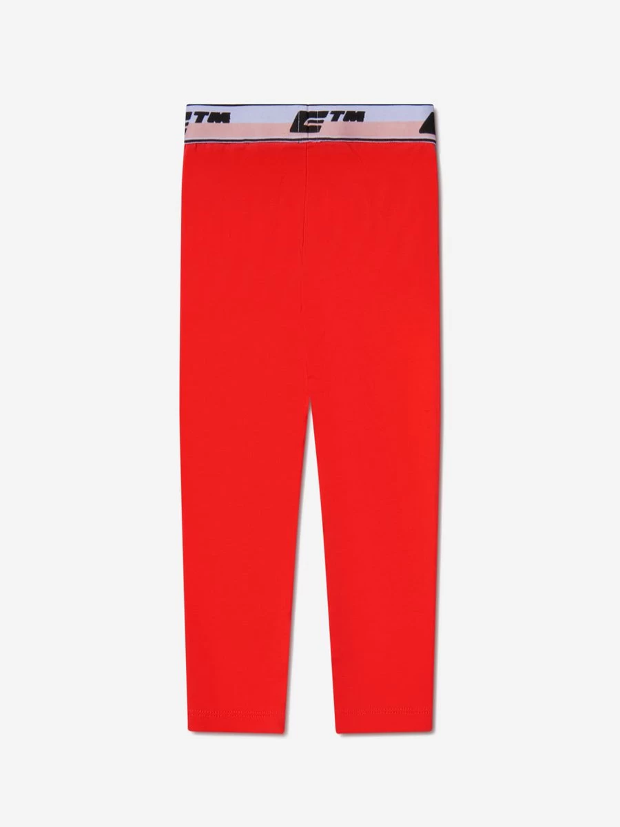 Off-White Girls Cotton Logo Print Band Leggings for Comfort & Style
