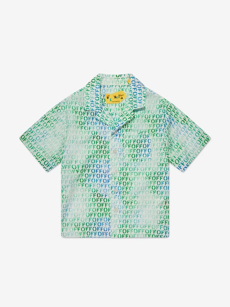 Off-White Teen Boys Multicolor Stamp Print Shirt