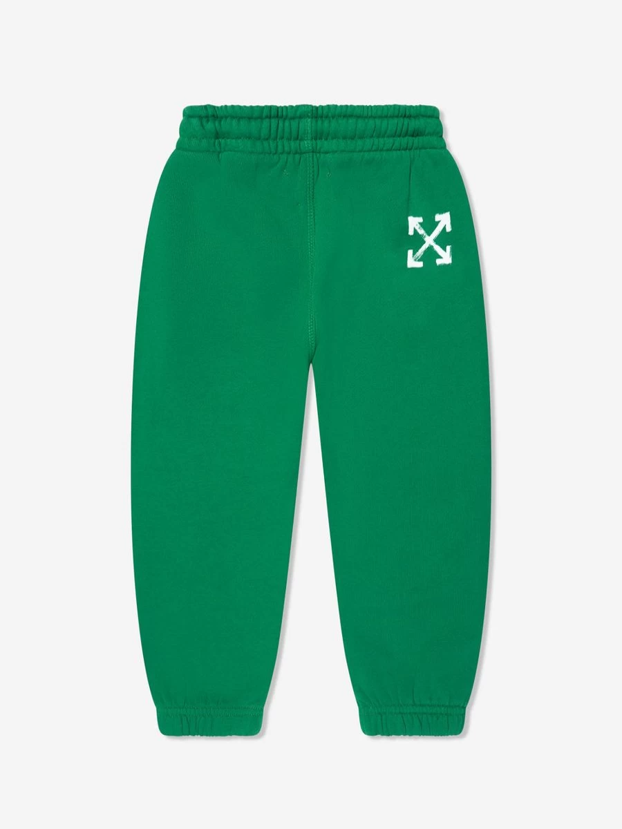 Off-White Teen Boys Green Paint Script Joggers - Streetwear Sweatpants