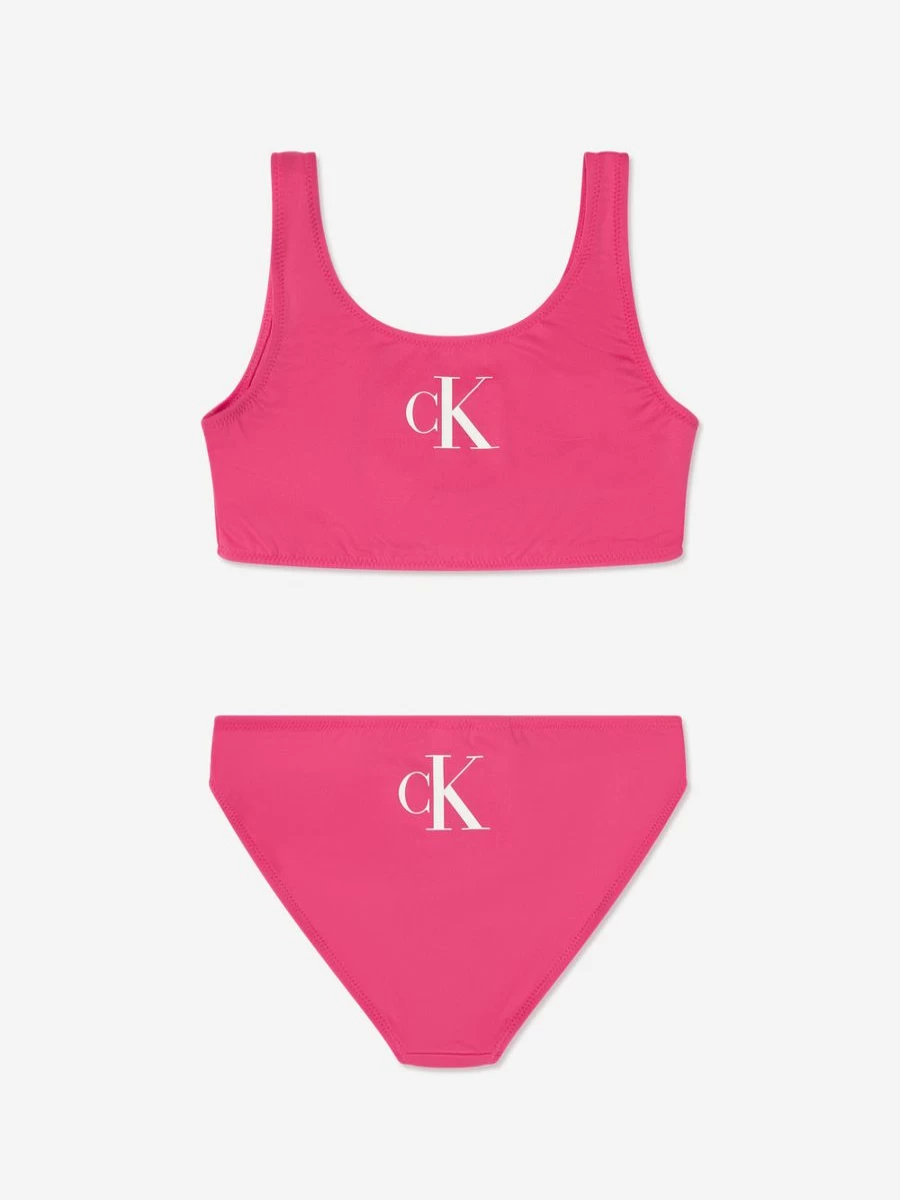 Calvin Klein Jeans Teen Girls Pink Bralette Bikini Top for Swimwear and Lingerie