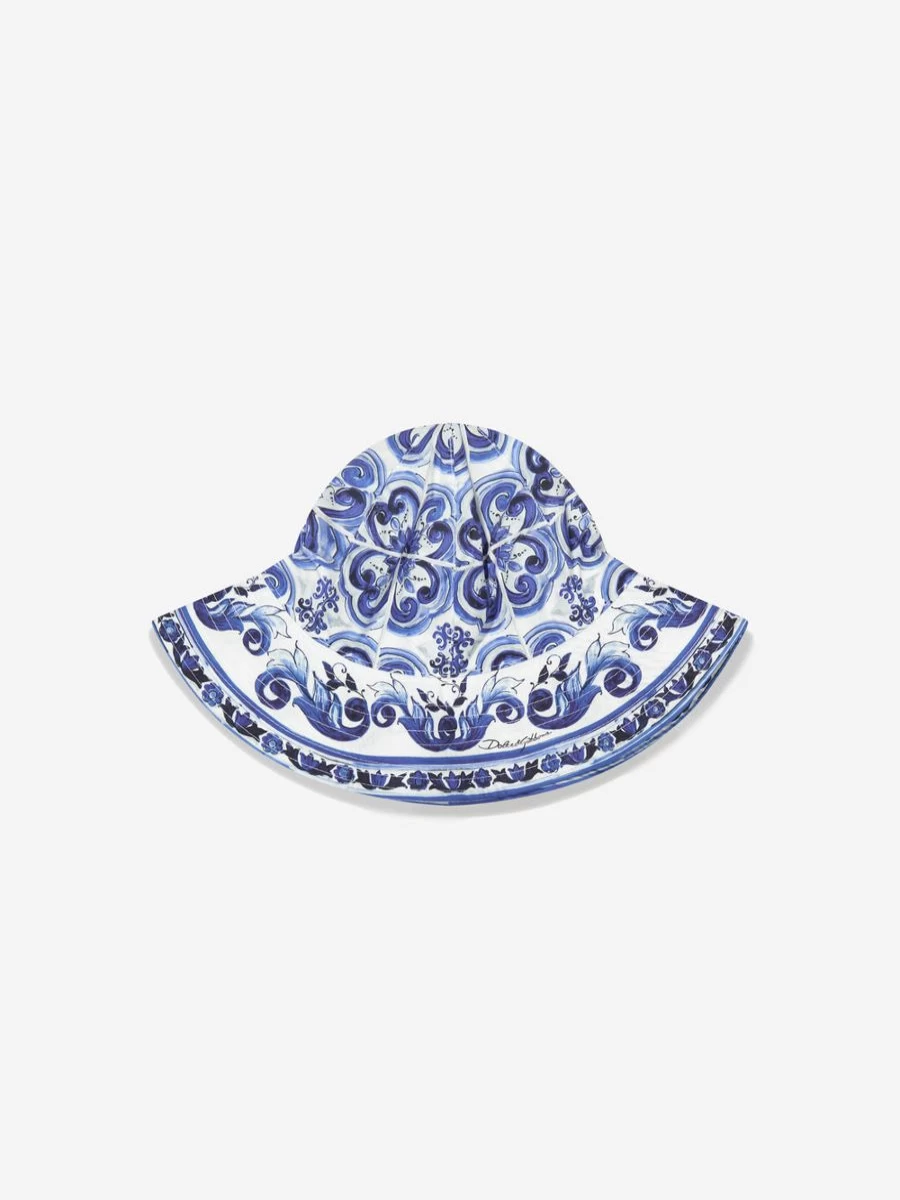 Dolce & Gabbana Kids Teen Girls Majolica Print Sun Hat for Summer | Stylish Floral Sun Protection