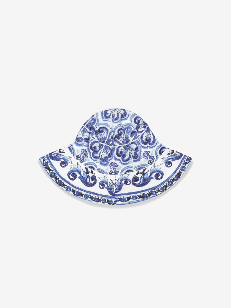 Dolce & Gabbana Kids Teen Girls Majolica Print Sun Hat for Summer | Stylish Floral Sun Protection
